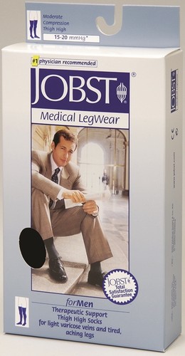 Jobst For Men Thigh High Ribbed Compression Socks 15-20 mmHg