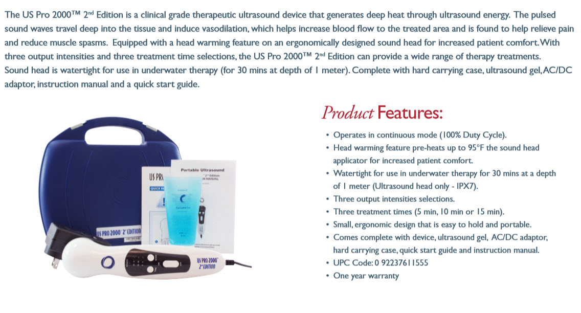 Roscoe Medical US Pro 2000 Deep Heat Portable Ultrasound Machine
