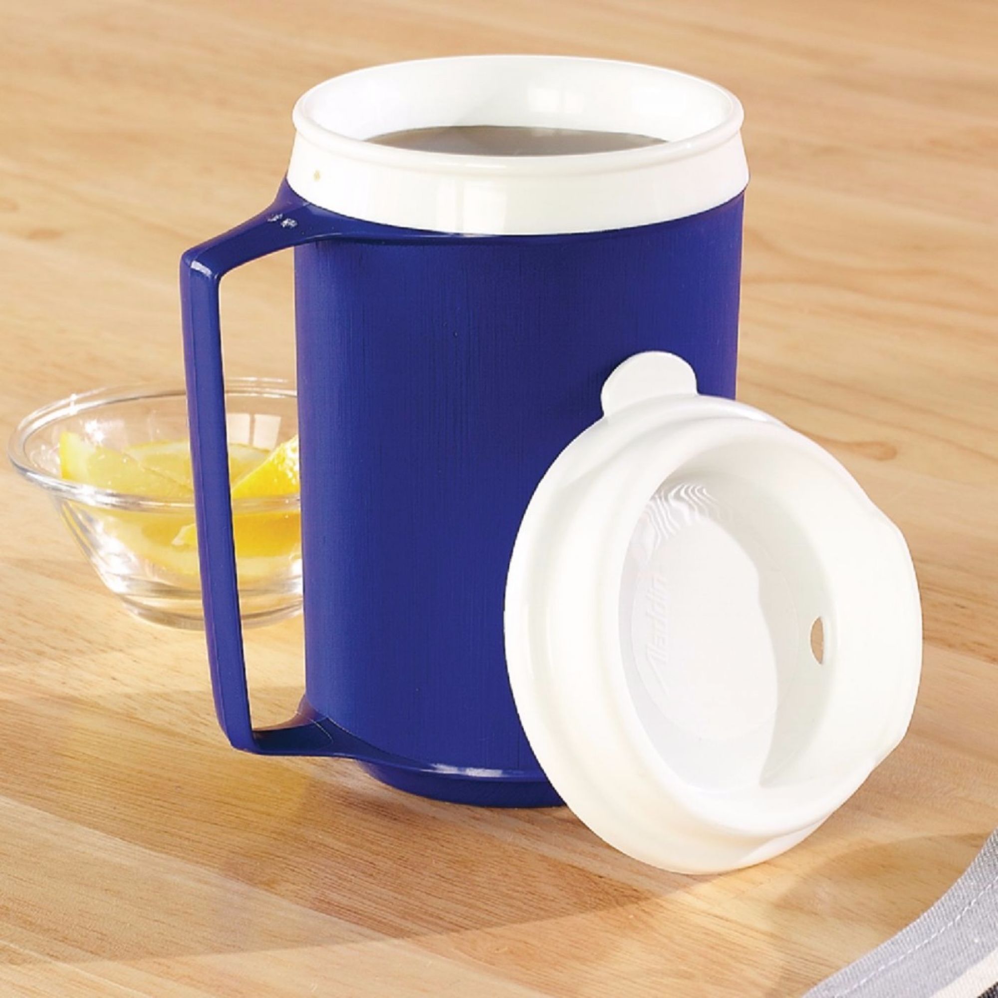 Weighted Insulated Mug :: large, heavy cup with single handle for Parkinsons