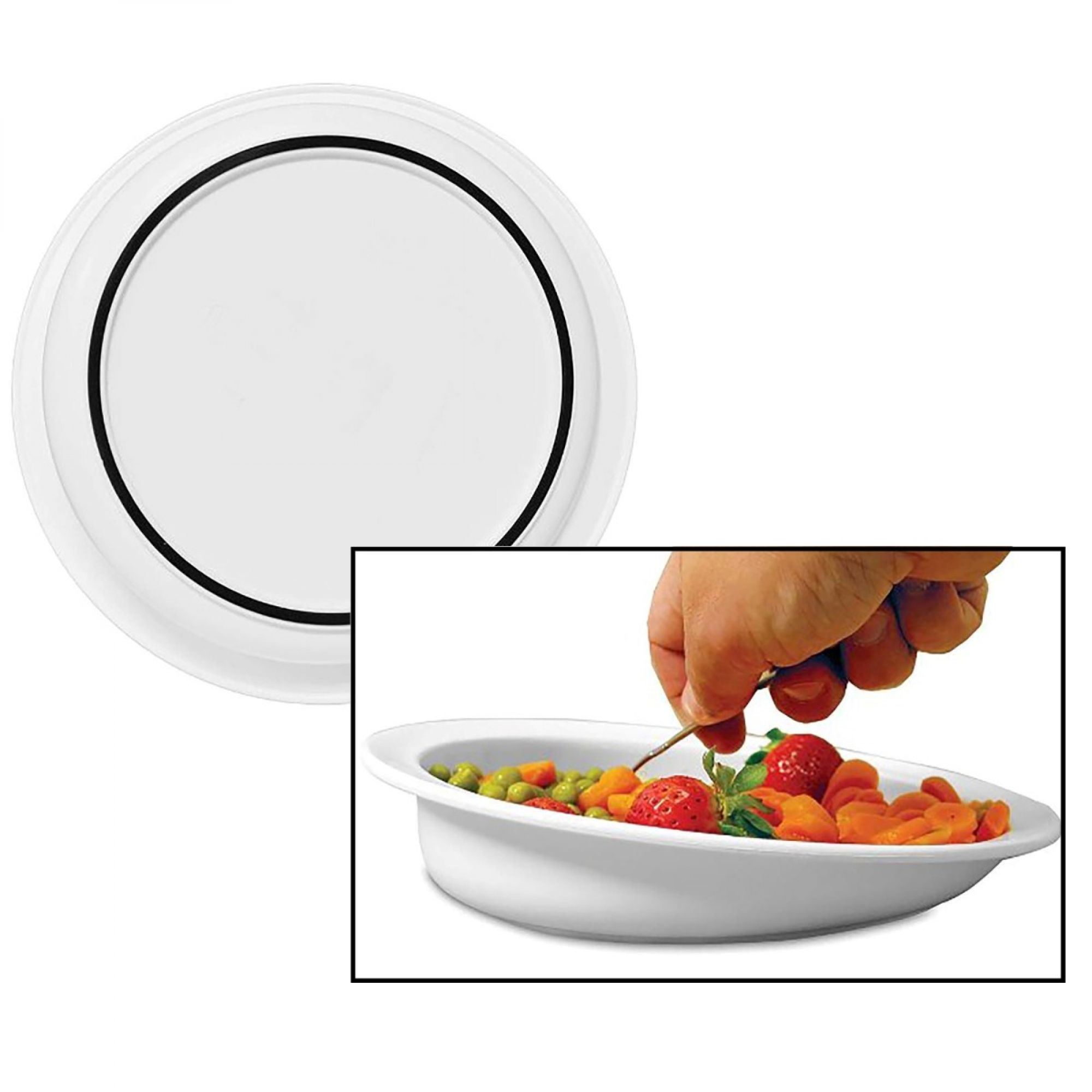 Partitioned Inner Lip Scoop Plates with Lids 