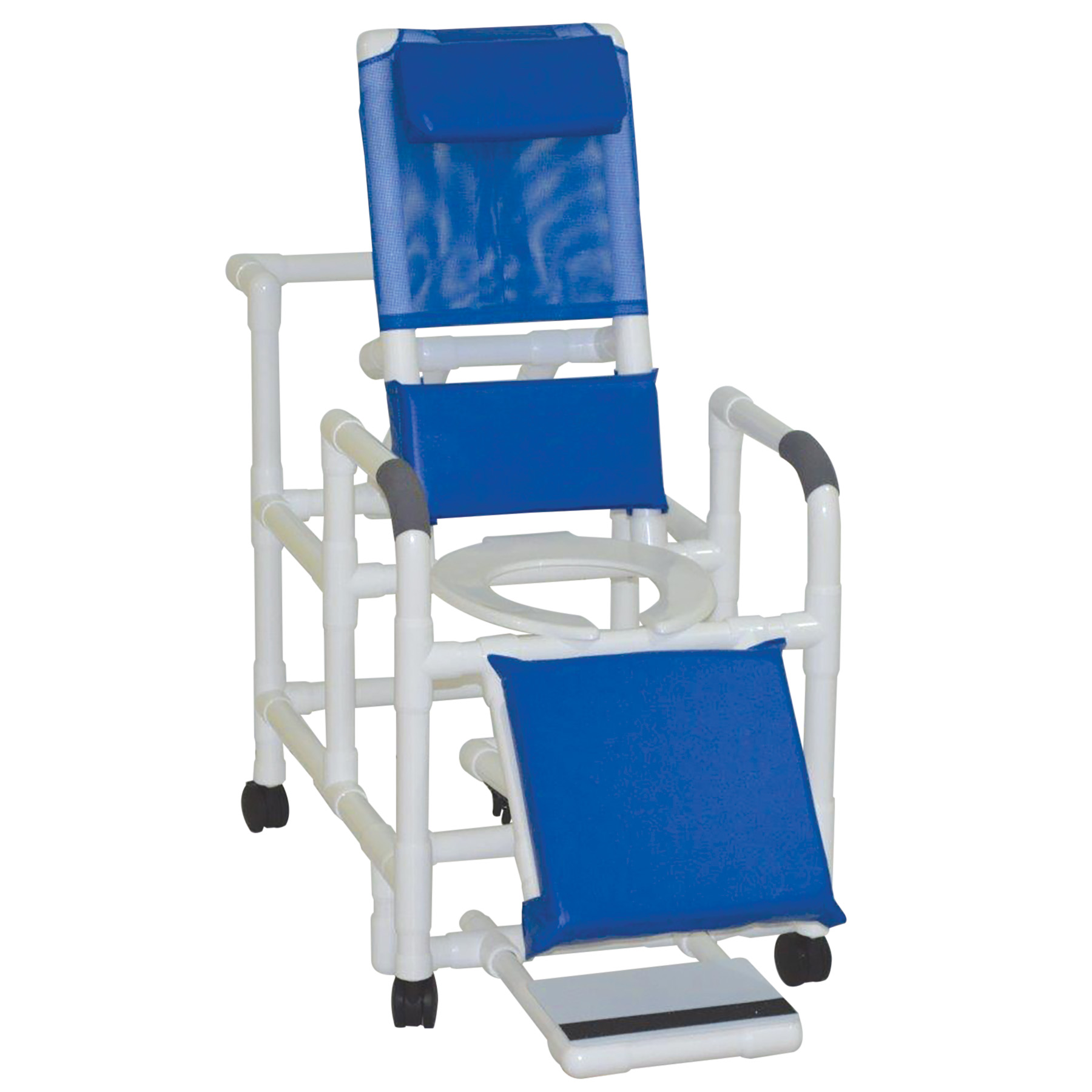 Reclining Shower Chair With Sliding Footrest And Deluxe Elongated Open