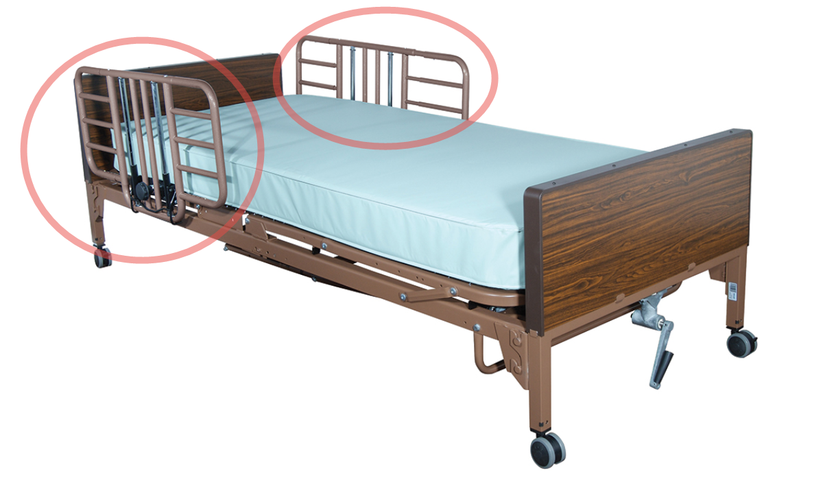 hospital bed with half rail with atp mattress