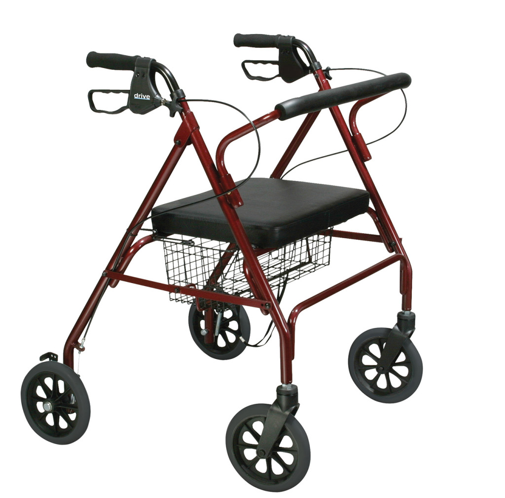 Drive Medical Two Wheeled Walker with Seat, Red - Walmart.com - Walmart.com