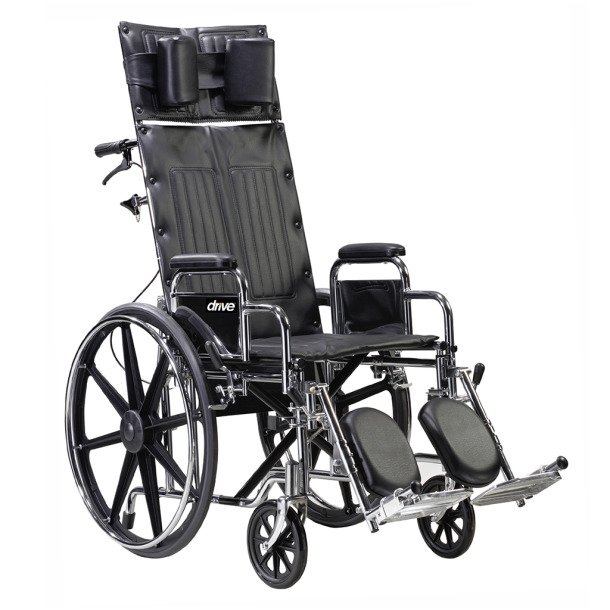 Drive Medical Viper Plus Lightweight Reclining Wheelchair w Leg rest and  Flip Back Desk Arms 14 Seat Black