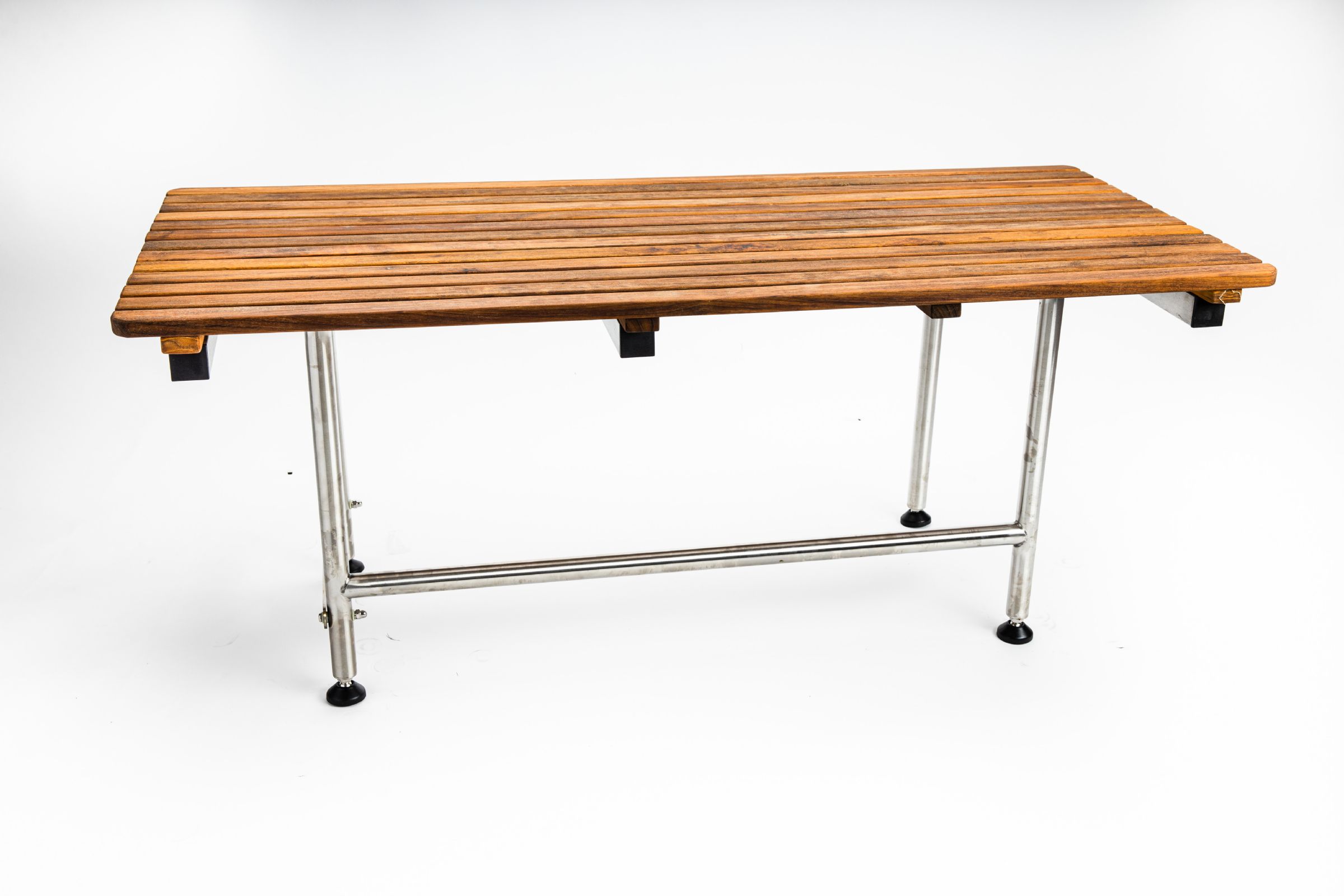 Teak Stainless Steel ADA Folding Dressing Bench