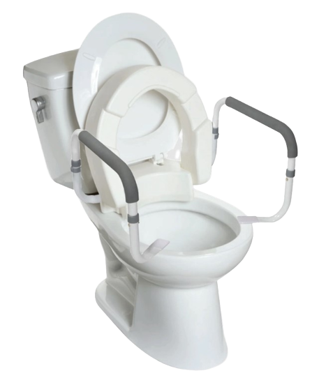 Premium Raised Elongated Toilet Seat with Removable Arms - Drive