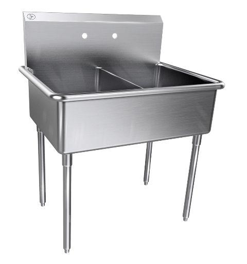 Stainless Steel Nsfb-230 242 Two Compartment Scullery Sink