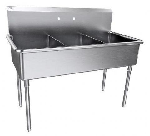 52 Gallon Stainless Steel NSFB-345 Three Compartment Scullery Sink