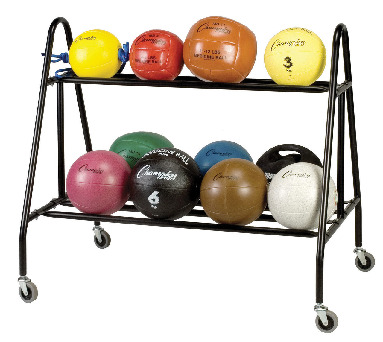 Horizontal Two Tier Ball Rack With Wheels