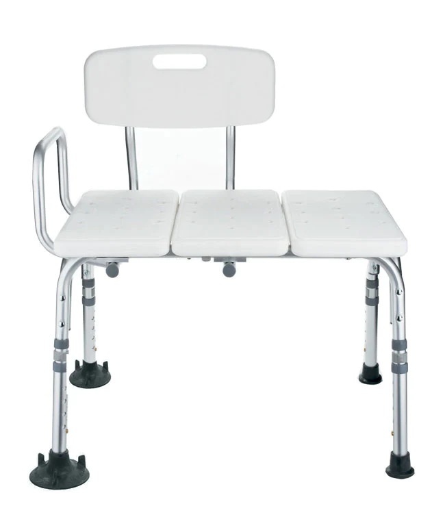 MOBB Transfer Bath Bench with Back and Arm Rest - Adjustable Height ...