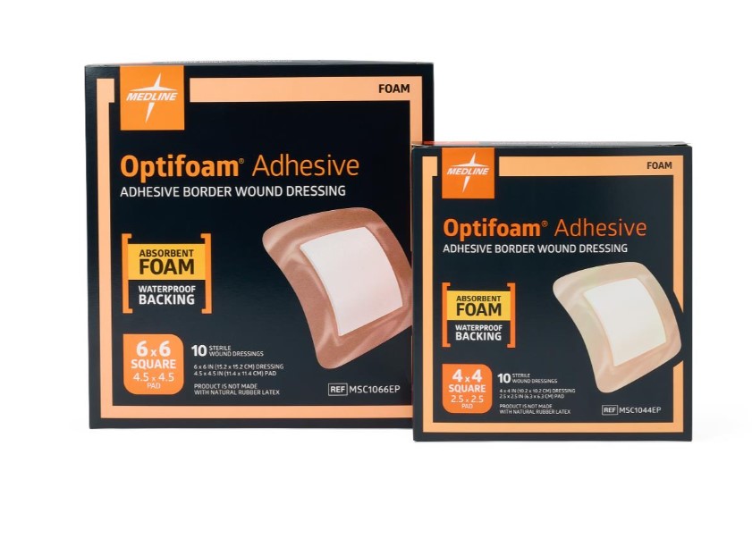 Optifoam Adhesive Foam Dressings for Wound Fluid Handling from Medline