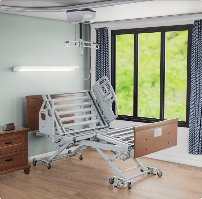 Electric Hospital Bed With Height Adjustment and Integrated Expansion ...