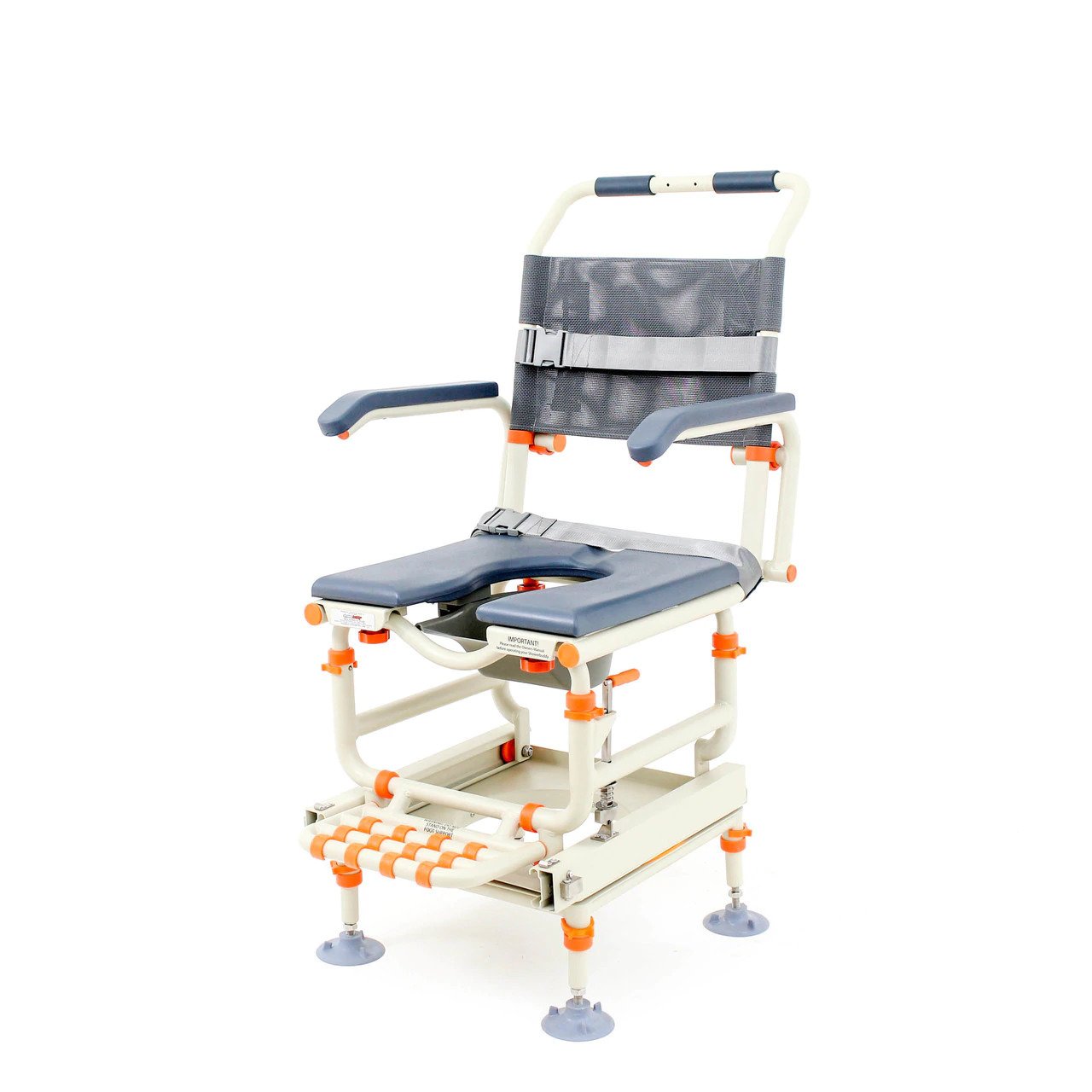 Shower Buddy Rolling Transfer Shower Toileting Chair with Cutout