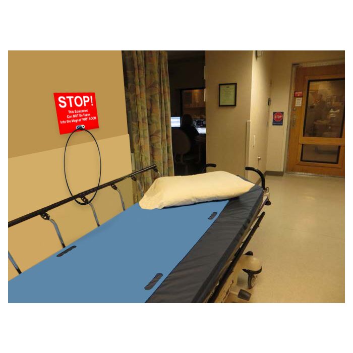 MRI Stop Sign with Tether and Lock System for Medical Safety