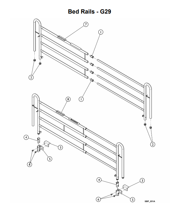 Replacement Parts and Accessories for Invacare G-Series Beds with Bed Rails