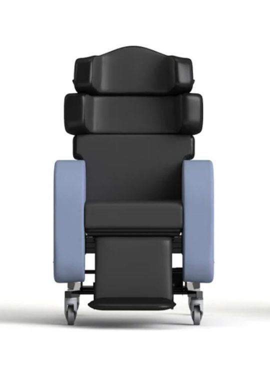 Front View of the Seating Matters Kidz Phoenix Therapeutic Chair with comfortable upper body support, pressure management, and postural support with eight adjustable features