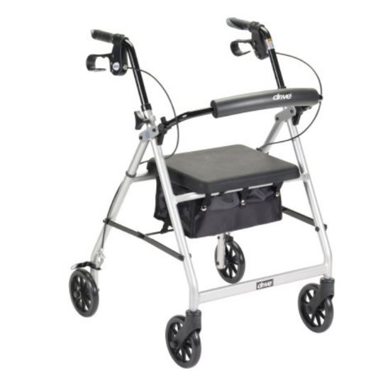 Silver McKesson Four Wheel Rollator with Folding Aluminum Frame