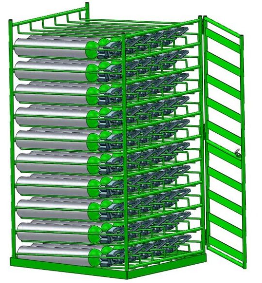 Oxygen Cylinder Rack with Locking Door (6542D)