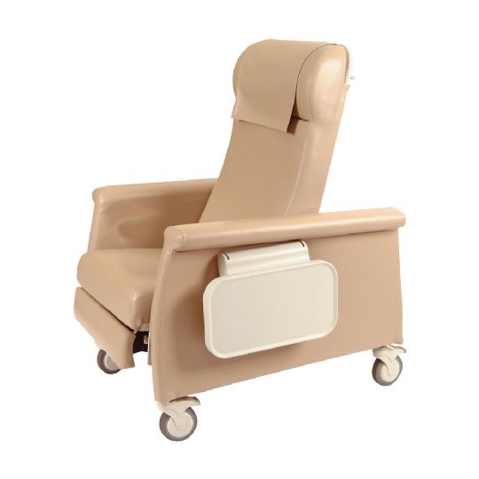 The Elite CareCliner with the side table in a down, stowed away position. 