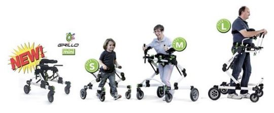 Grillo Anterior Special Needs Gait Trainer is Available in 4 Sizes from Mini to Small to Medium to Adult for growing children, teens, and adults of all sizes!