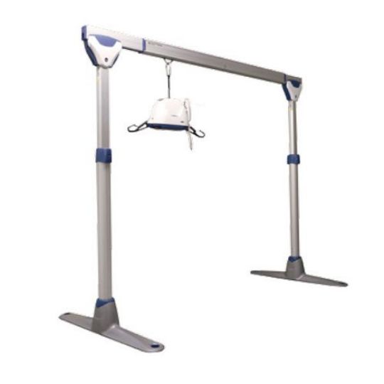 Arjo Easytrack Free Standing Gantry shown with optional Maxi Sky 440 Motor Lift