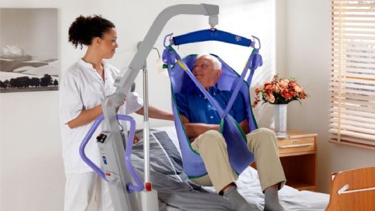 Transfer patients from beds with no manual lifting by caregiver