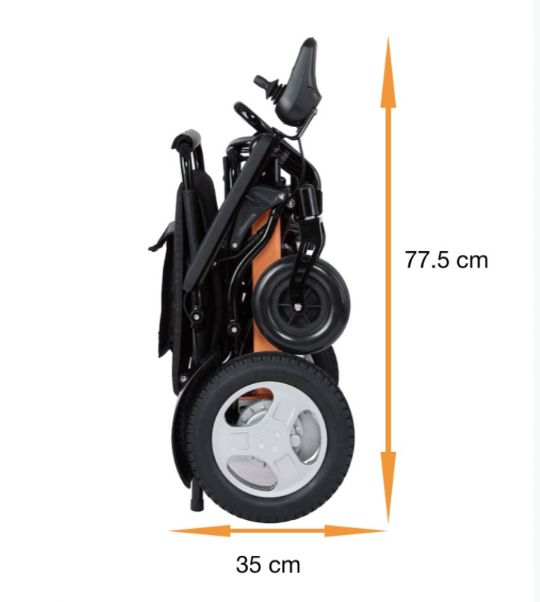 Folded Specifications of the JBH D10 Portable Folding Electric Wheelchair