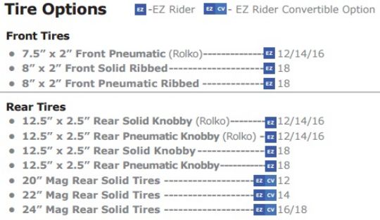 EZ Rider Tire Options