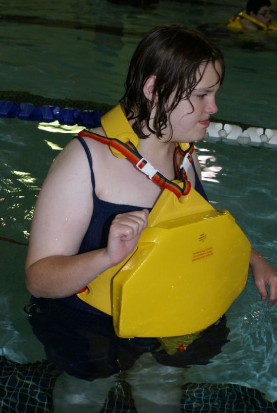 The aquatic therapy device works well when the user exercises by walking , running, and performing aerobic exercises in the pool.