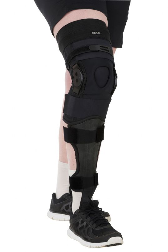 Cross Hyper extension Knee Orthosis Sleeve is designed to be worn with an Allard AFO 