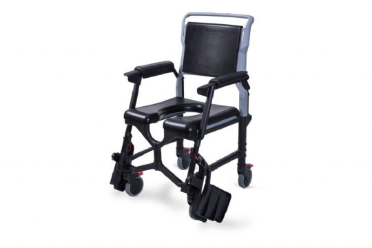 Swing-away footrests for smooth transitions (shown with optional seat cushion, back cushion, and armrest cushions)