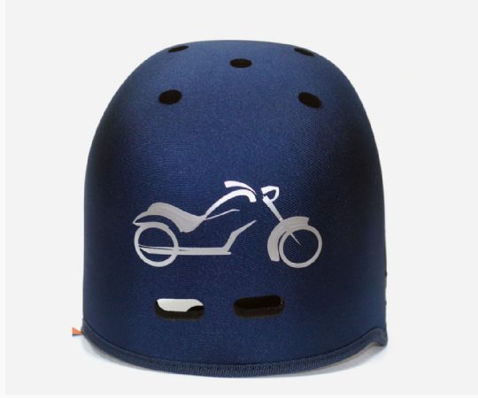 Motorcycle Graphic on Blue Helmet