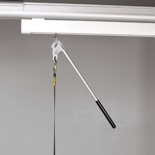 A reacher arm is needed if you plan on removing the ceiling lift from the track <i>(A reacher arm is sold separately)</i>