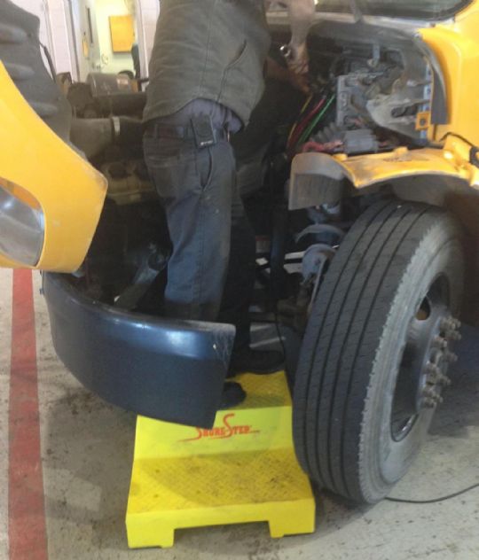 Bus Mechanic Step: Two-Step Step Stool in use