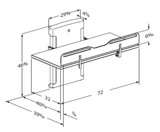 Pressalit Versamax Manual Fold Changing Table Specifications and Dimensions