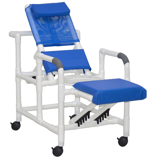 Reclining Shower Chair With Deluxe Elongated Open Front Seat And