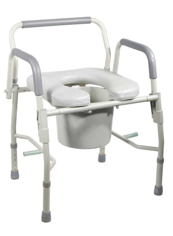 Drive Medical Knock-Down Deluxe Steel Drop-Arm Padded Commode