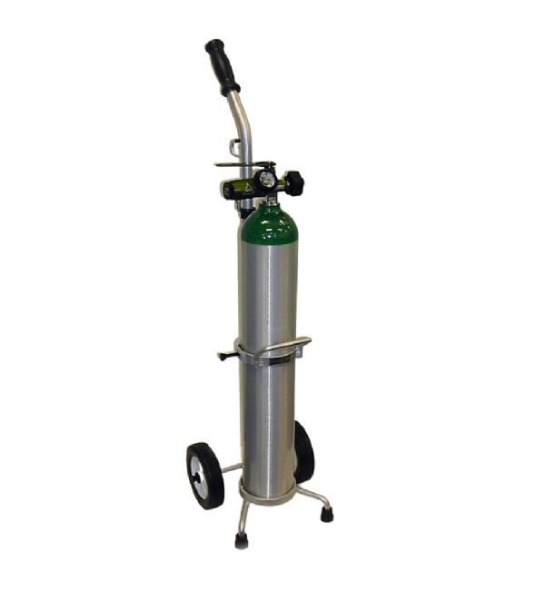 Oxygen Cylinder Kit on Cart - Fits Size E Cylinders - MRI Compatible