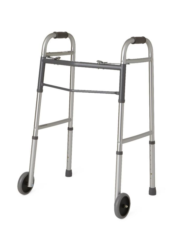 Guardian 2-Button Folding Walker with 5-inch Wheels