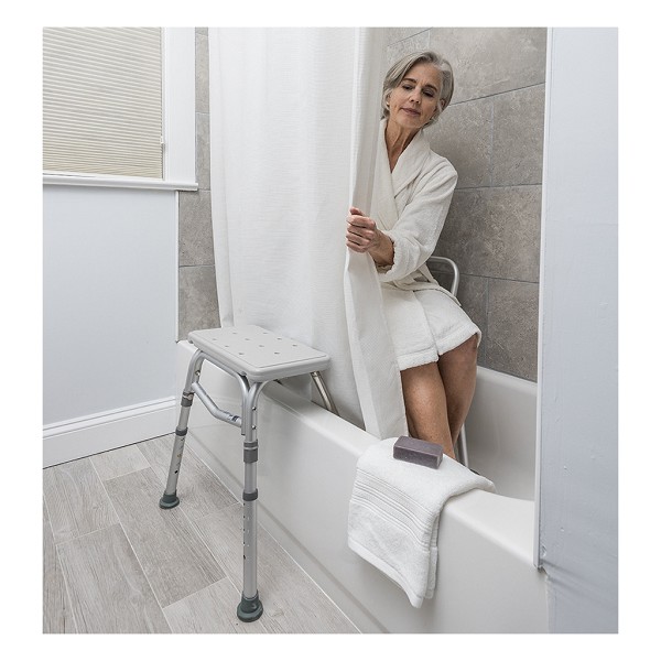 Drive Medical Splash Defense Transfer Shower Bench with Curtain Guard