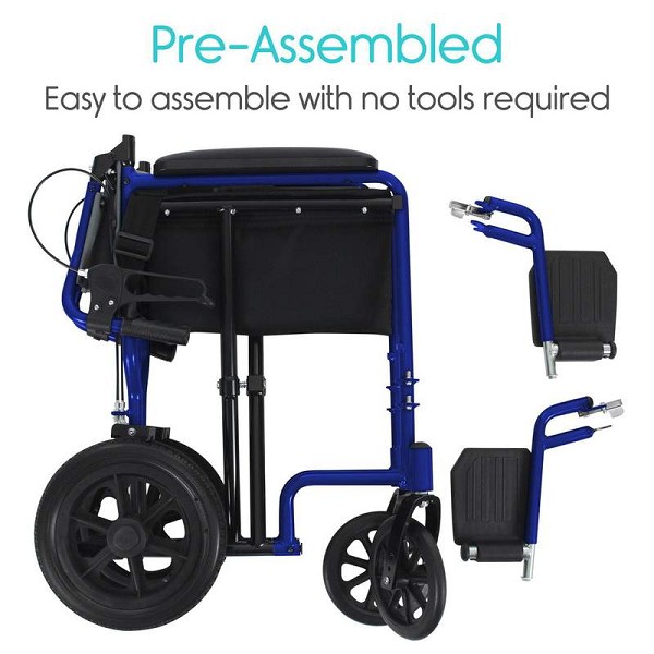 Lightweight Folding Transport Wheelchair by Vive Health