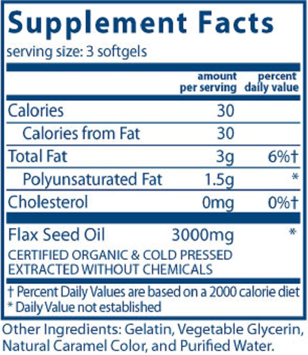 Flax Seed Oil Omega3 Fatty Acid Supplement