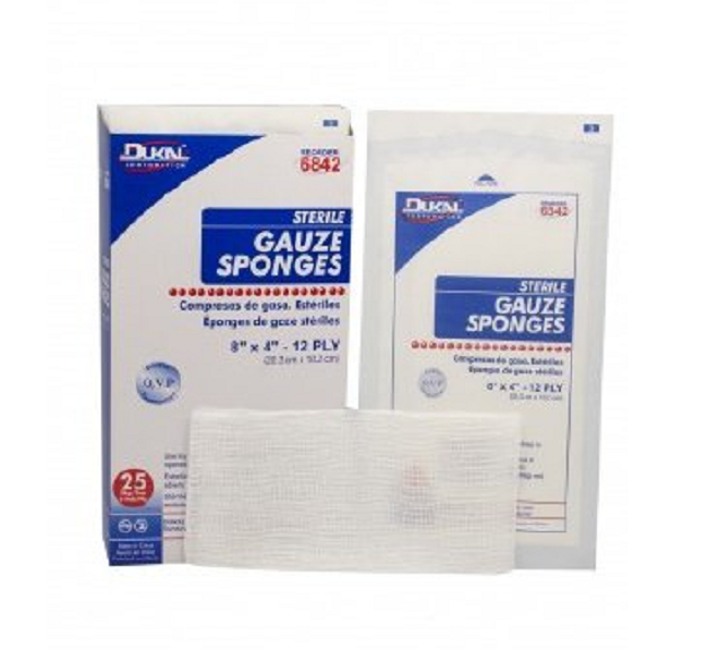 Gauze Sponge Dukal Sterile Cotton, Box of 25