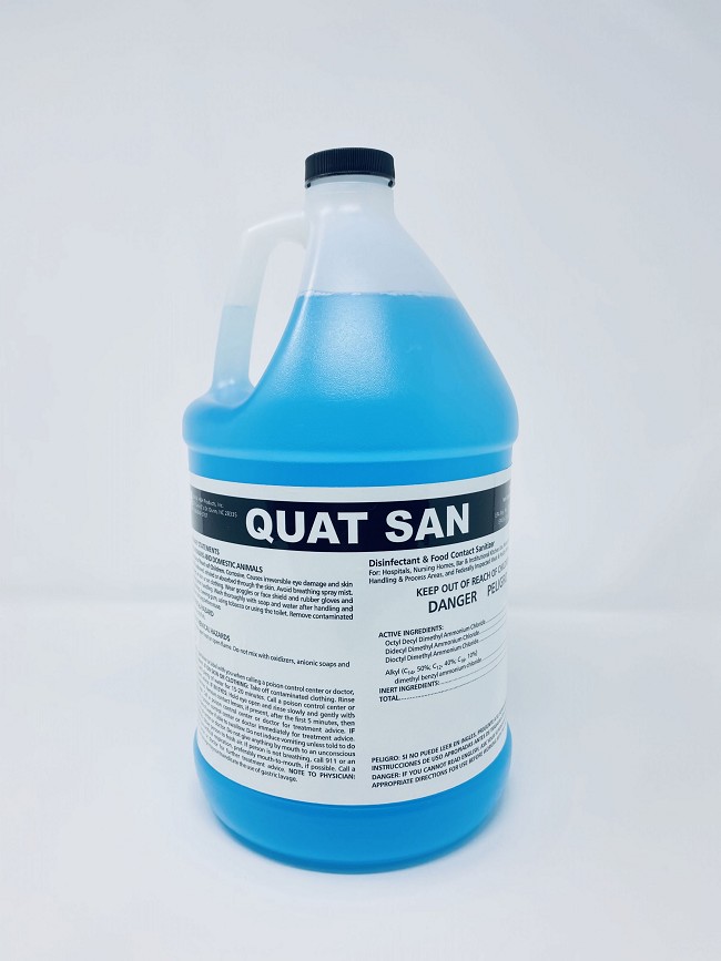 Quat San Disinfectant & Food Contact Sanitizer quarts or gallons available in single or cases