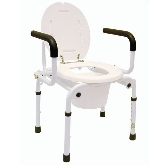 Drop-Arm Bedside Commode with Comfortable Armrests