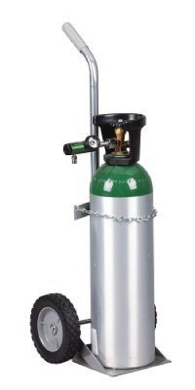 Single Oxygen Cylinder Cart with Large Wheels