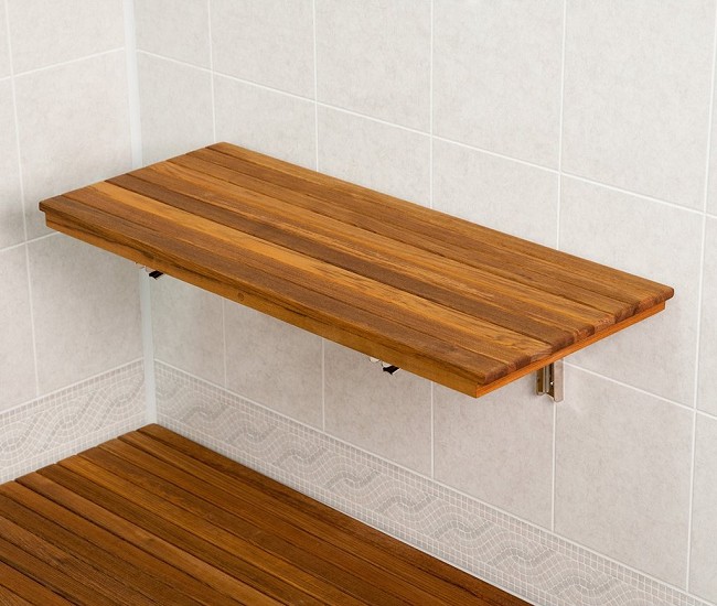 Teak Wall Mount Fold Down Shower Bench FREE Shipping