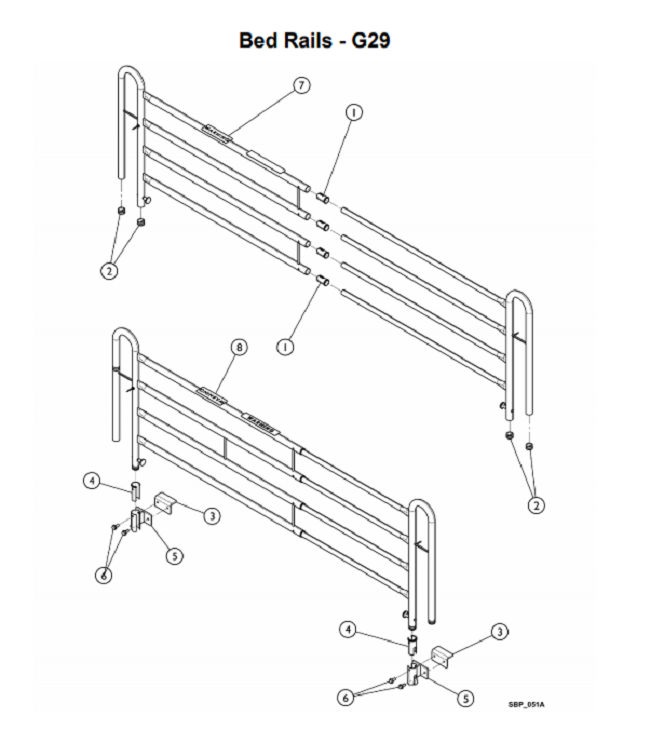 Replacement Parts and Accessories for Invacare GSeries Beds with Bed Rails