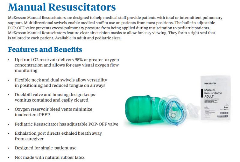 McKesson CPR Resuscitation Masks for Emergency Oxygen | Adult or Pediatric Picture