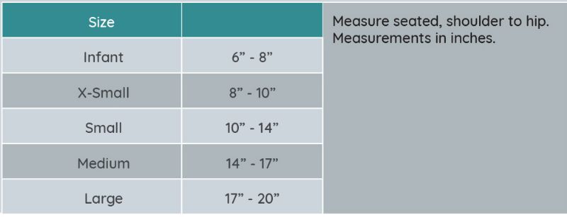 Measurements for the clear chest supports